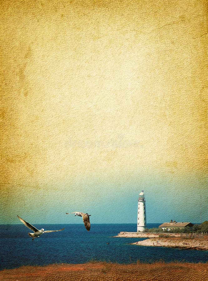 Lighthouse and seagulls