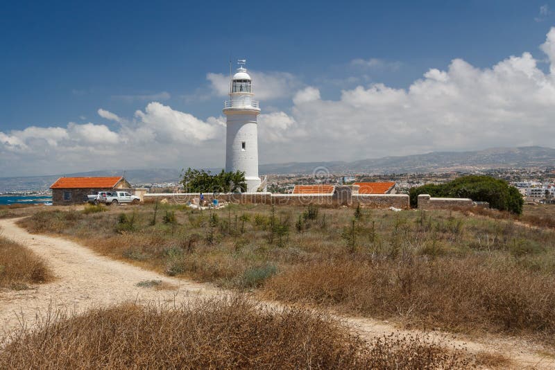 Lighthouse standing on the ruins of the ancient city of Pafos stock photography Lighthouse standing on the ruins of the ancient city of Pafos stock photography