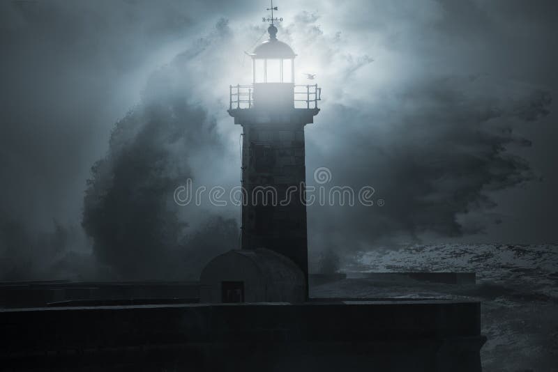 Lighthouse in a stormy night