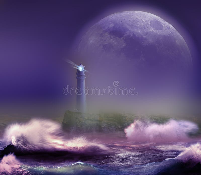 Lighthouse under the Moon