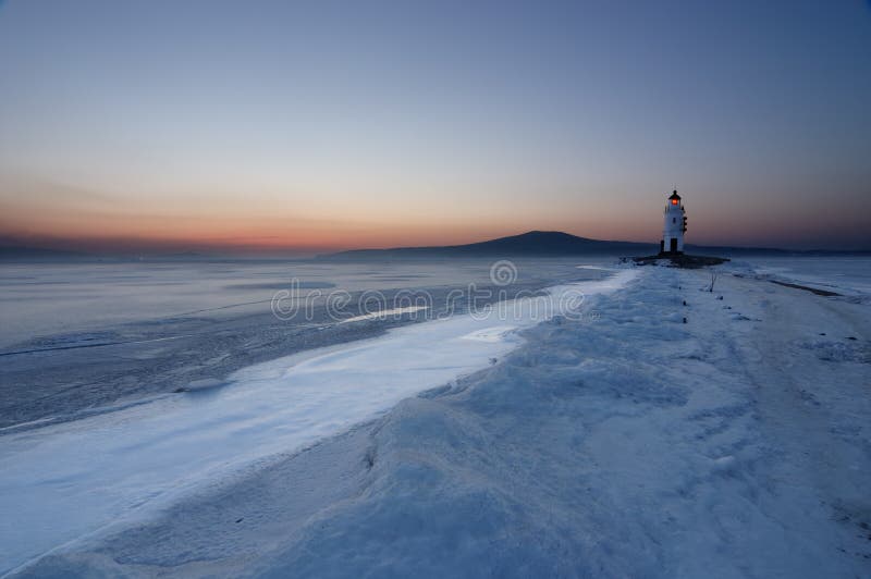 Lighthouse in winter