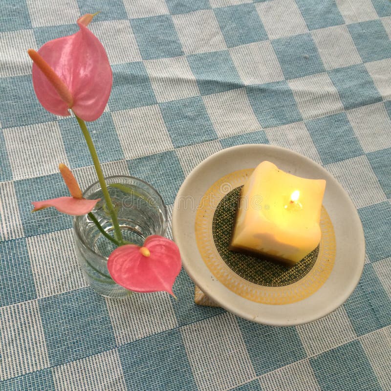 Lighting Candle with the Flower Stock Image Image of natural, nature