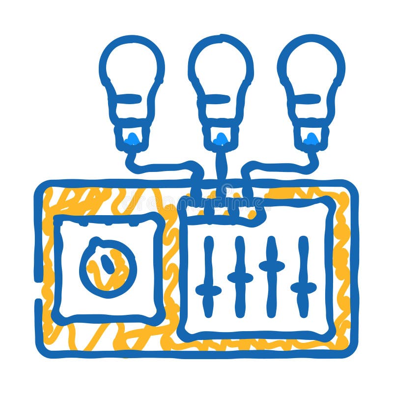 Lighting controls efficient icon doodle illustration stock illustration