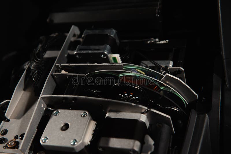 The Lighting Engineer Repairs the Light Device on Stage Stock Image