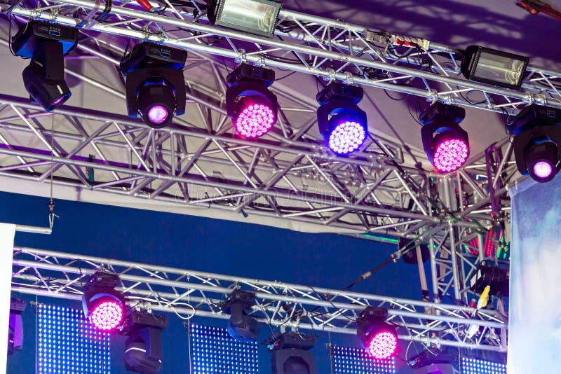 Lighting Equipment Under Roof of Stage Stock Photo - Image of ...