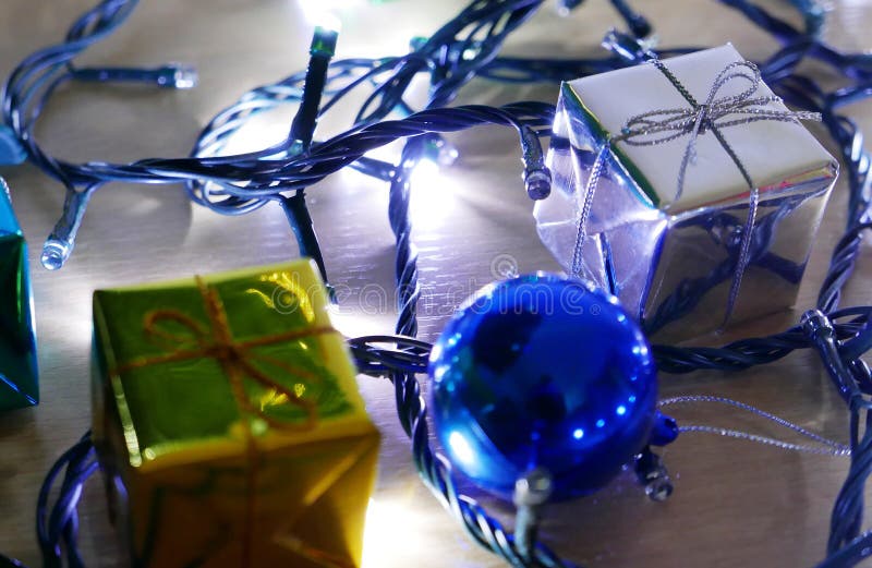 Lighting Up Gift Box Present with Desk Lamp Stock Image Image of