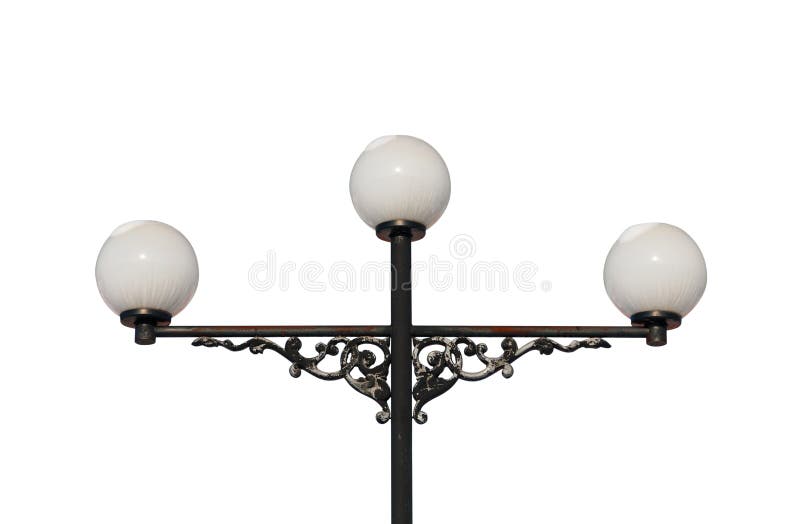 Lighting Lamp on a Pole. Isolated on a White Background Stock Photo