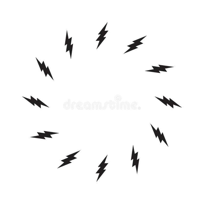 Lighting Strike Round Frame, Battery Charger Circular Pictogram