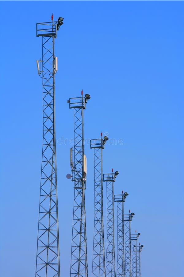 Lighting towers with GSM transmitters.