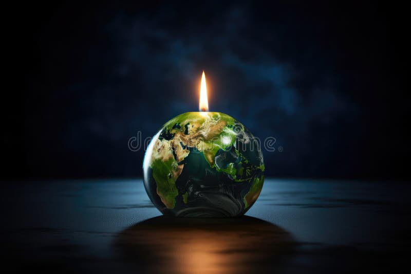 Lighting the Way for Conservation Earth Hour Candle. Stock