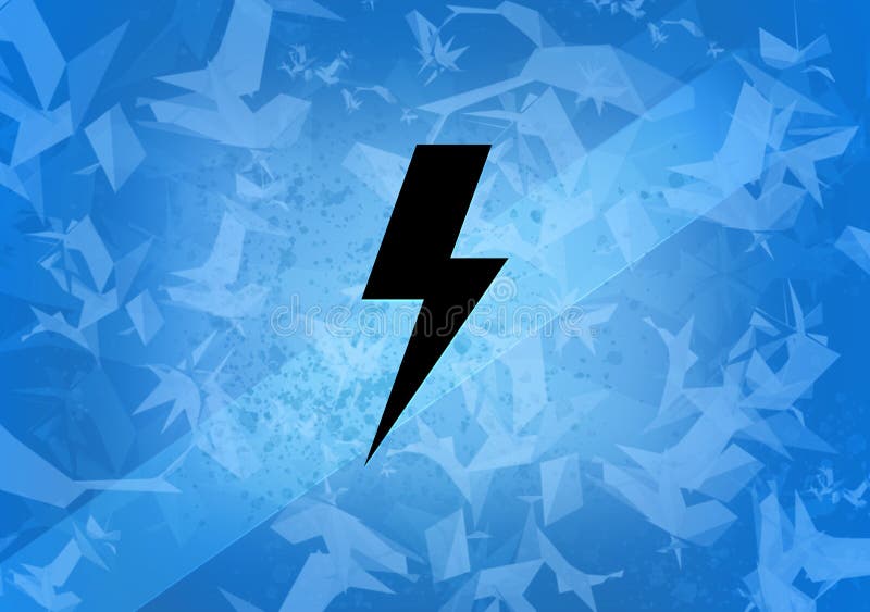Lightning Bolt Aesthetic Abstract Icon on Blue Background Stock