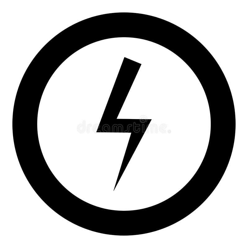 Lightning Bolt Electric Power Flash Thunderbolt Icon in Circle Round