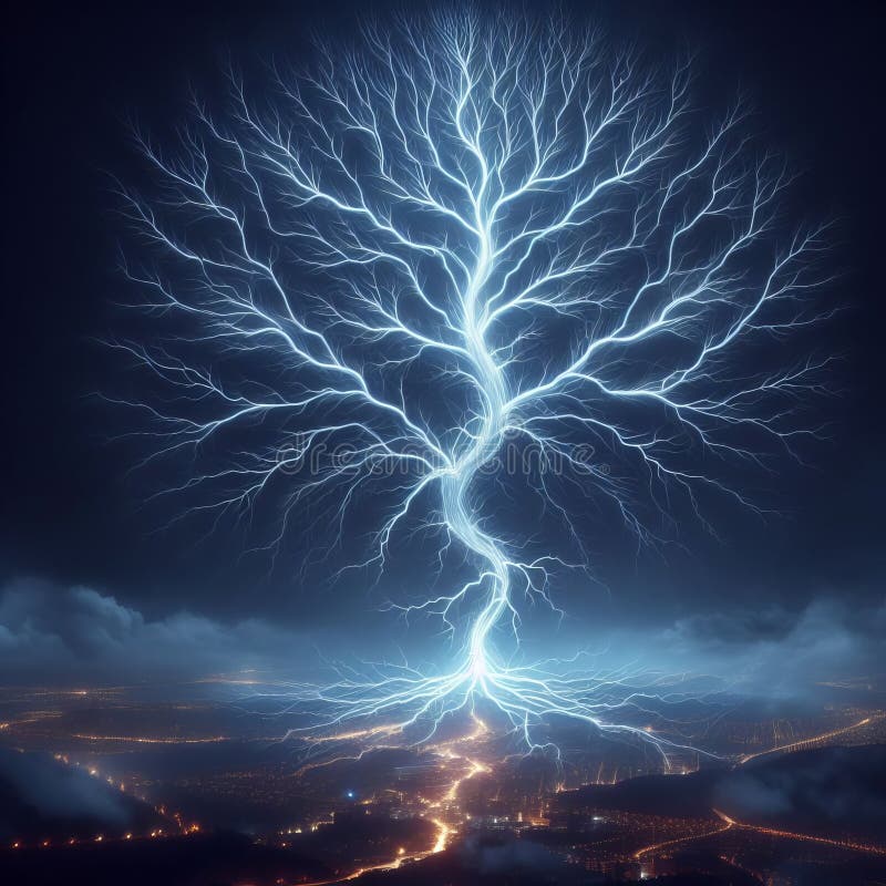 606 39. Lightning bolt forking into multiple branches. 606 3 strange old lt forking into multiple branches, creating a mesmerizing display of electrical energy, photo. Изображение 4 из 4
