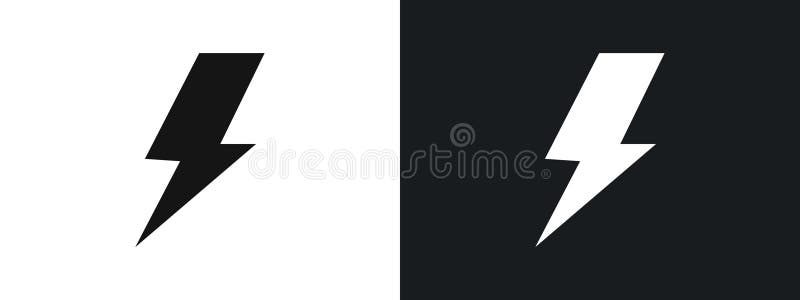 Grafica liniară a pictogramei fulger setează vectorul în negru vector illustration