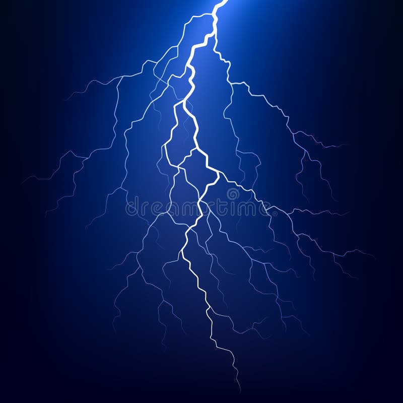 Lightning bolt at night stock illustration