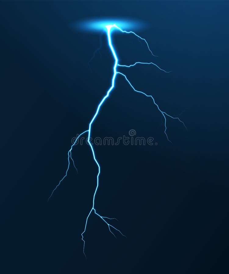 Lightning Bolt, Thunder Strike Realistic Vector Illustration. Stock Vector  - Illustration of blue, flare: 173833808