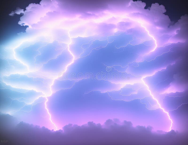 Lightning in the clouds. stock illustration. Illustration of storm
