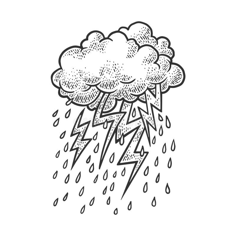 Lightning from Clouds Sketch Vector Illustration Stock Vector -  Illustration of electricity, nature: 190550083