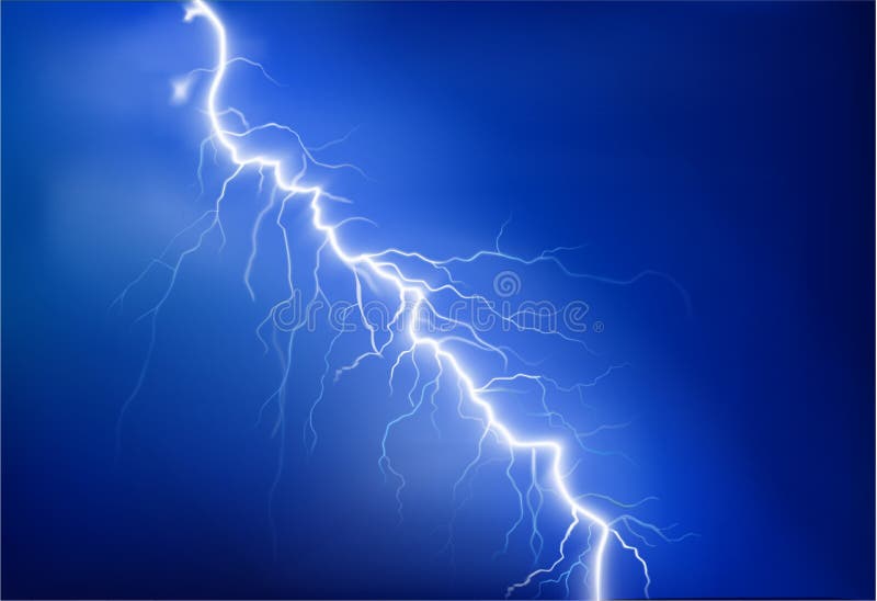 Blue Electric Flash Of Lightning On A Dark Transparent Background
