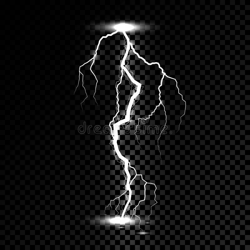 Lightning flash light thunder spark. Vector bolt lightning or electricity blast storm or thunderbolt on transparent background stock illustration Lightning flash light thunder spark. Vector bolt lightning or electricity blast storm or thunderbolt on transparent background stock illustration