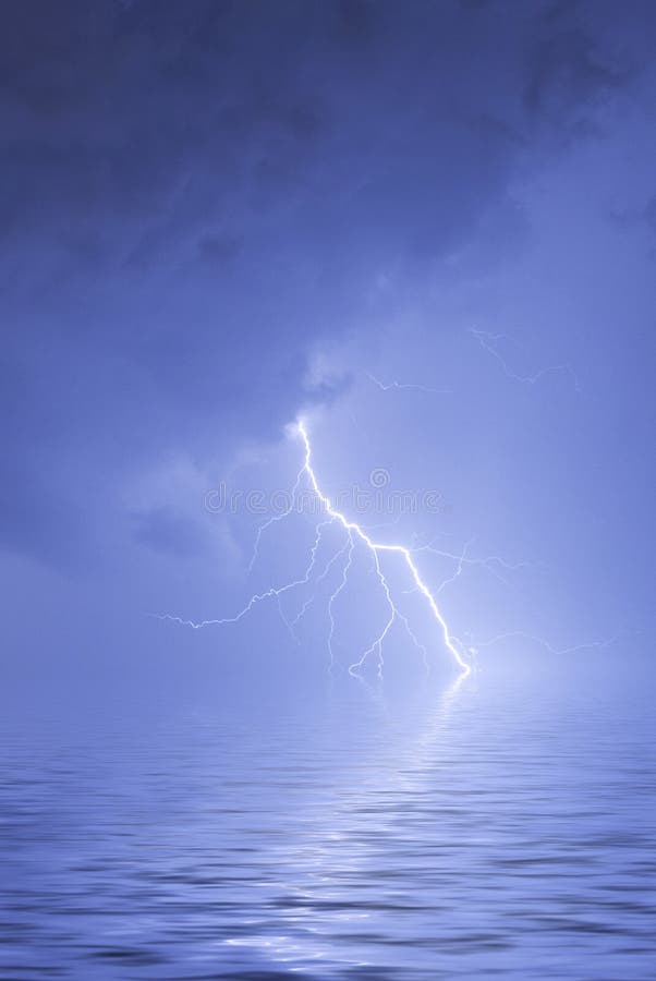 Lightning over water