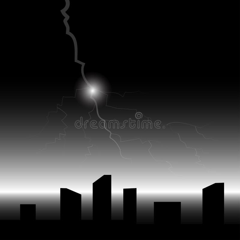 Lightning in the Sky,vector Illustrations Stock Vector Illustration