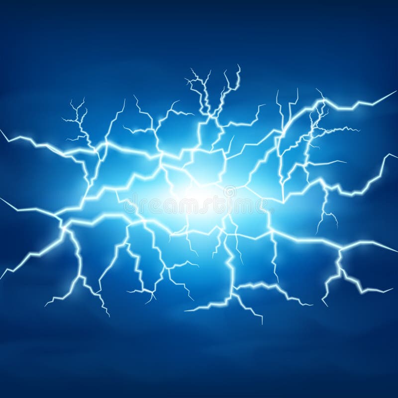 Lightning Storm in Blue Sky Stock Vector - Illustration of theme, burst ...