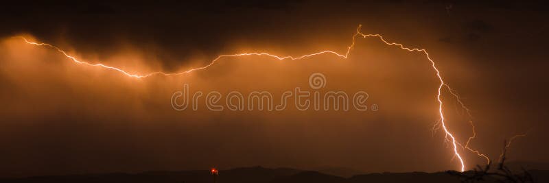 Lightning strike in the nigh sky