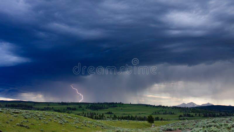 Lightning Strike and Storm Clouds