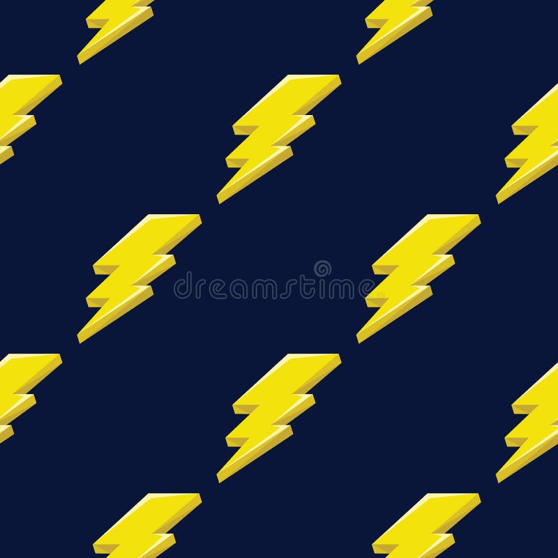 Lightning or thunder on the dark blue background. Seamless vector. royalty free illustration
