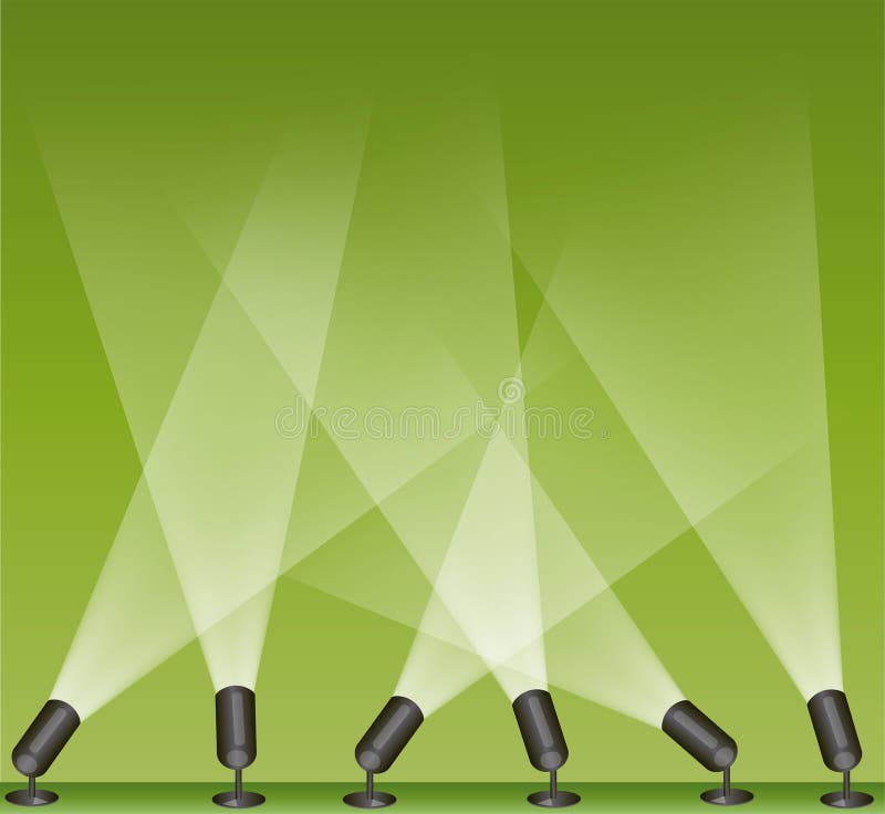 Spotlights with Bright Lights on Transparent Background. Stock Vector