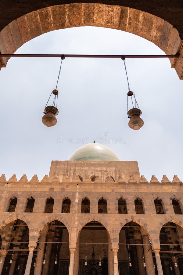 Lights Hanging from a Mosque Arch in Cairo Egypt Stock Photo Image of