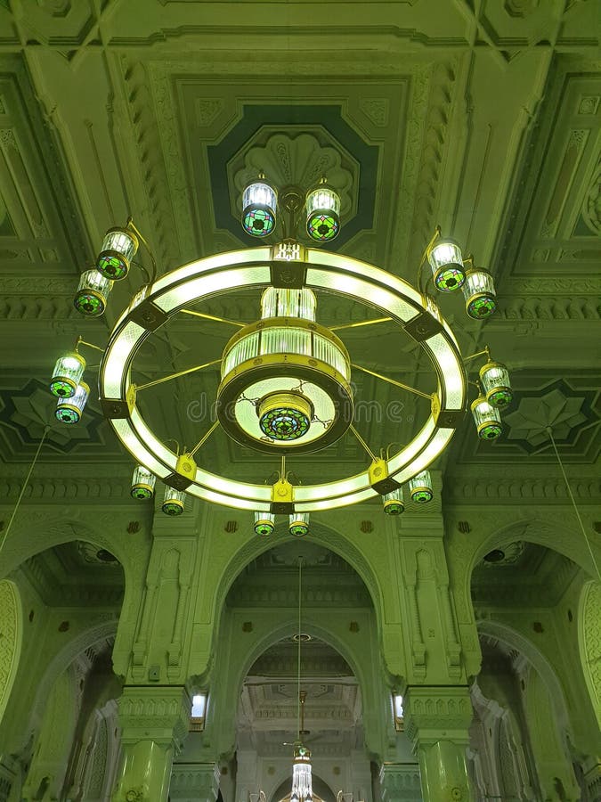 Lights in the Haram Mosque stock photo. Image of lighting 264316594