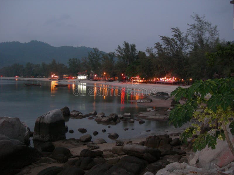 The Lights At Sairee Beach On The Island Of Koh Tao Thailand Stock Image Image Of Dusk