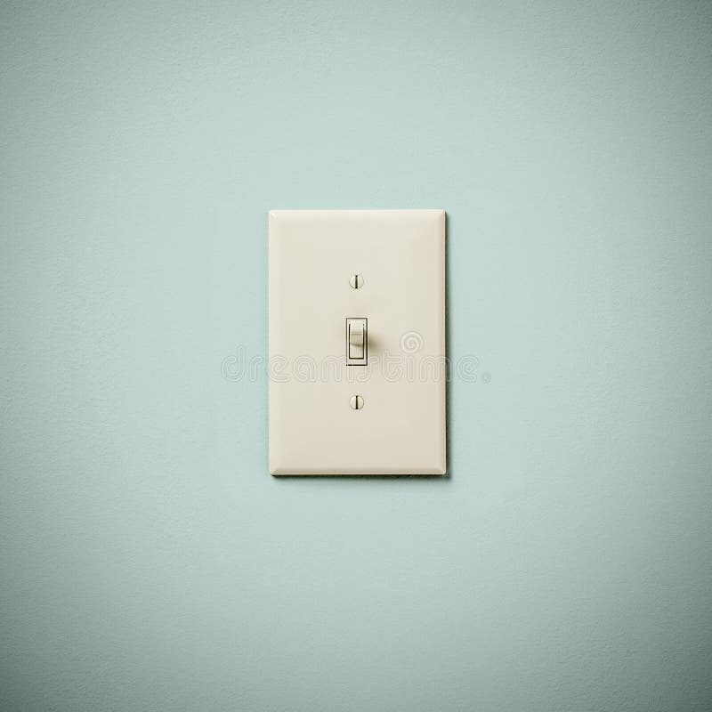 Lightswitch на стене Teal Aqua голубого зеленого цвета дальше стоковое фото