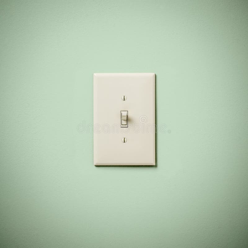 Lightswitch на стене Teal Aqua голубого зеленого цвета дальше стоковые фотографии rf