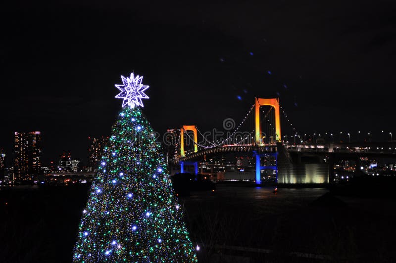 Lightup de la Navidad en la bahía de Tokio imagenes de archivo Lightup de la Navidad en la bahía de Tokio imagenes de archivo