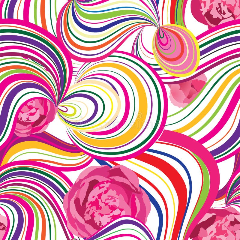Ligne abstraite de vague et modèle sans couture de boucles Fleur onduleuse de remous illustration stock Ligne abstraite de vague et modèle sans couture de boucles Fleur onduleuse de remous illustration stock