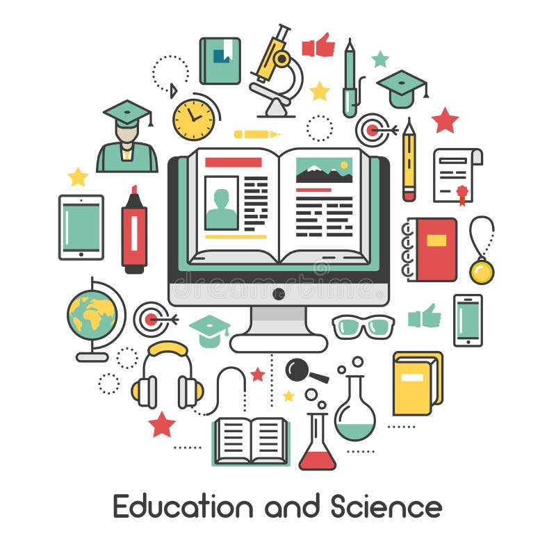 Ligne Art Thin Icons d'éducation et de la Science illustration de vecteur Ligne Art Thin Icons d'éducation et de la Science illustration de vecteur