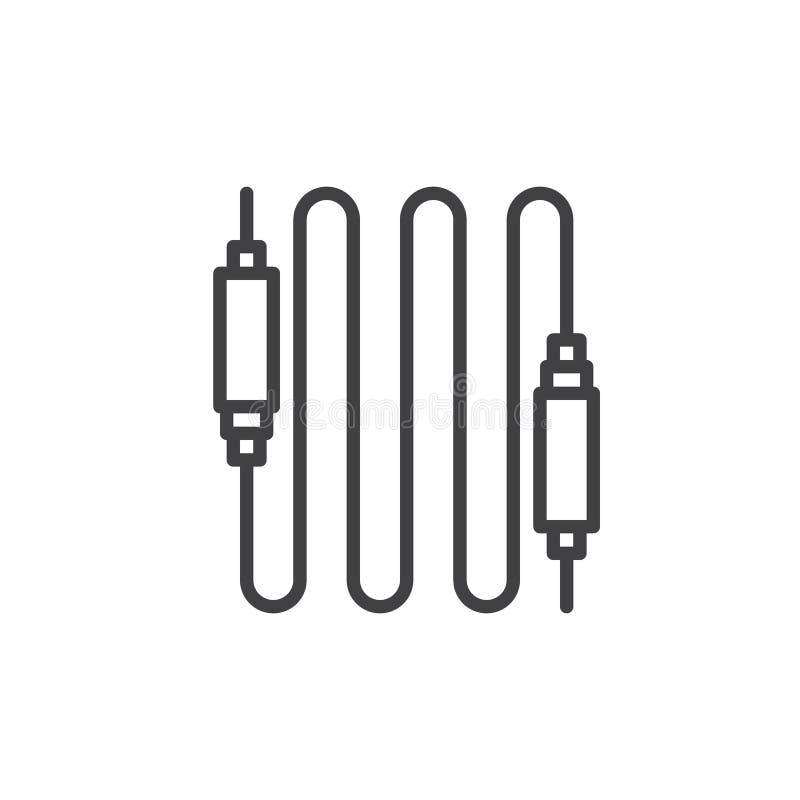 Ligne audio icône, signe de vecteur d'ensemble, pictogramme linéaire de câble de style d'isolement sur le blanc illustration libre de droits Ligne audio icône, signe de vecteur d'ensemble, pictogramme linéaire de câble de style d'isolement sur le blanc illustration libre de droits