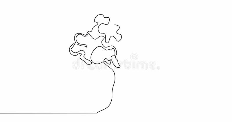 Ligne auto-dessiner animation arbre nature ligne continue conception vidéo illustration stock