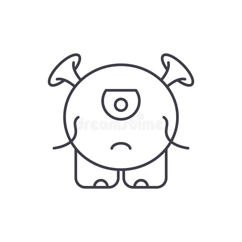 Ligne concept de monstre de bébé d'icône Illustration linéaire de vecteur de monstre de bébé, symbole, signe illustration stock Ligne concept de monstre de bébé d'icône Illustration linéaire de vecteur de monstre de bébé, symbole, signe illustration stock