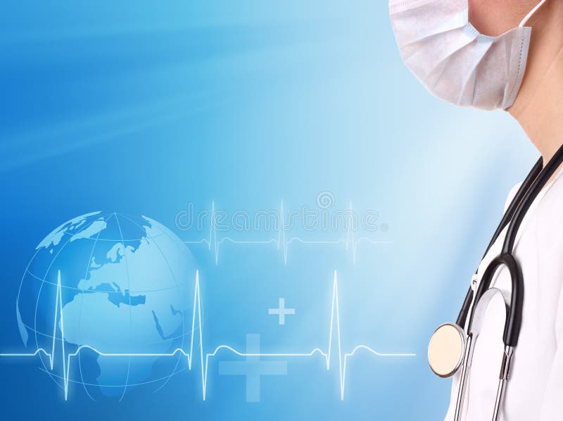 Ligne de docteur et d'ecg avec le fond médical photos libres de droits Ligne de docteur et d'ecg avec le fond médical photos libres de droits