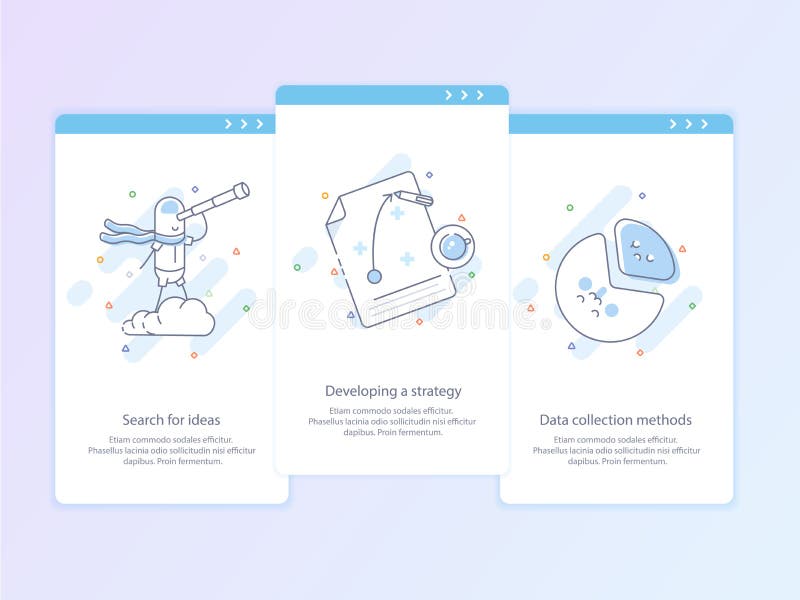 Ligne de la meilleure qualité icône de qualité et concept Onboarding réglé : Recherchez les idées, en développant une stratégie illustration libre de droits