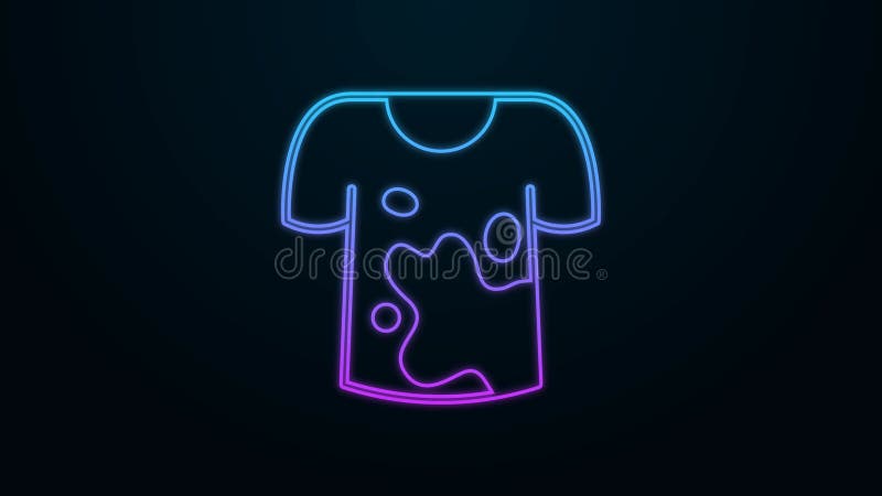 Ligne de néon brillant icône tshirt sale isolé sur fond noir 4k vidéo animation graphique illustration libre de droits