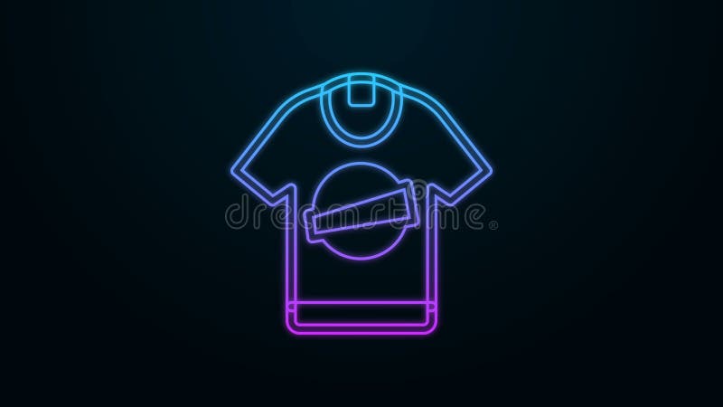 Ligne de néon incandescente icône T-shirt isolée sur l'animation graphique du fond de la motion 4k noir de vidéo illustration libre de droits