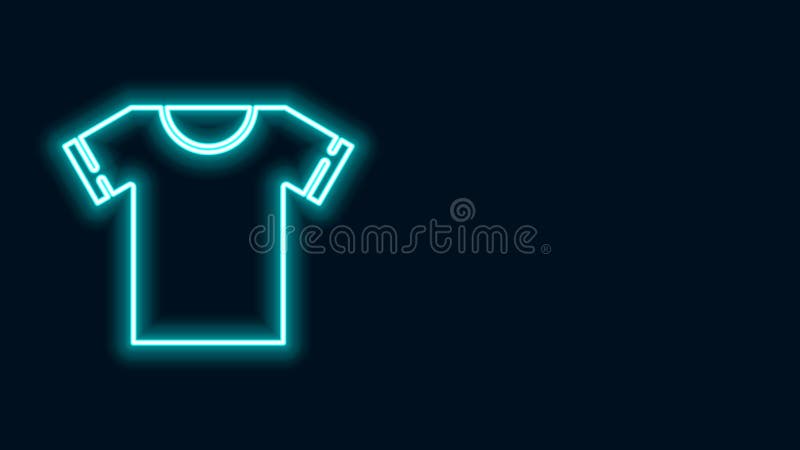 Ligne de néon incandescente icône T-shirt isolée sur le fond noir Animation graphique du mouvement 4k visuel illustration libre de droits