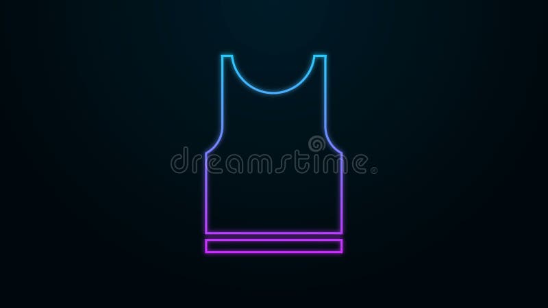 Ligne de néon incandescente icône de T-shirt sans manche isolée sur le fond noir Animation graphique du mouvement 4k visuel illustration stock