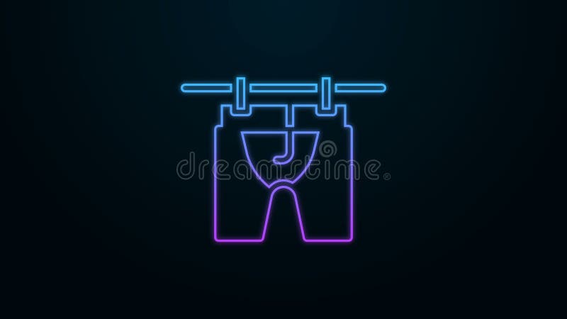 Ligne de néon séchage incandescente l'icône de vêtements isolés sur le fond noir. Chemise propre. Vêtements de linge sur une corde illustration libre de droits