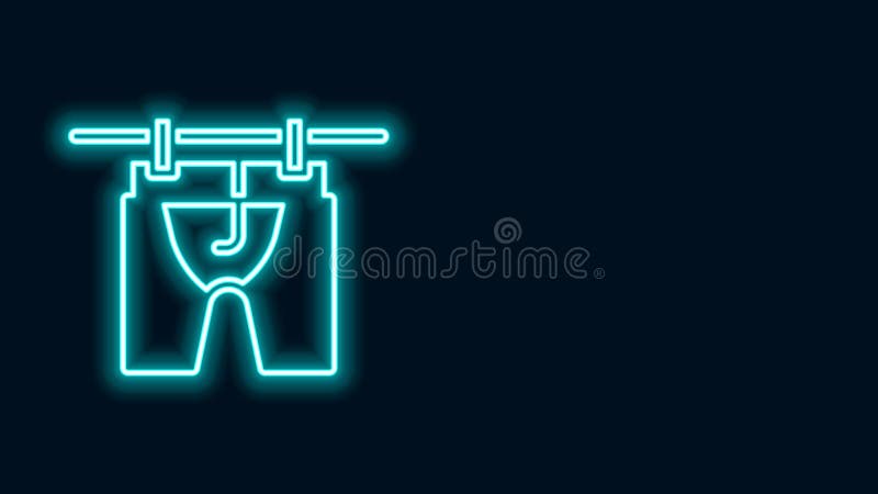 Ligne de néon séchage incandescente l'icône de vêtements isolés sur le fond noir. Chemise propre. Vêtements de linge sur une corde illustration de vecteur